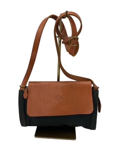 商品画像：ショルダーバッグ/キャンバス×レザー/BLK×BRW 1