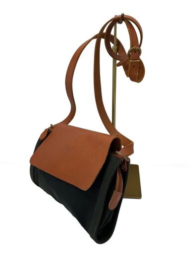 商品画像：ショルダーバッグ/キャンバス×レザー/BLK×BRW 2