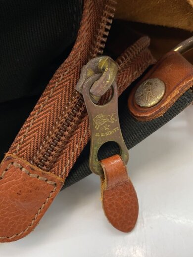 商品画像：ショルダーバッグ/キャンバス×レザー/BLK×BRW 8