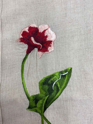 商品画像：花刺繍/エンブロイダリー半袖シャツ/XL/リネン/BEG/花柄/184374 6