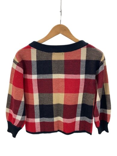 商品画像：クレストブリッジチェックニット/金ボタン/38/RED/チェック/アクリル/55N12-273-16// 2