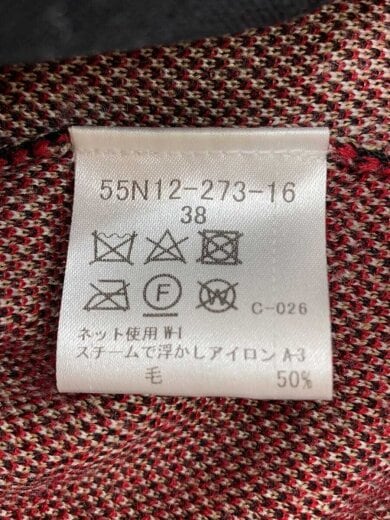 商品画像：クレストブリッジチェックニット/金ボタン/38/RED/チェック/アクリル/55N12-273-16// 4