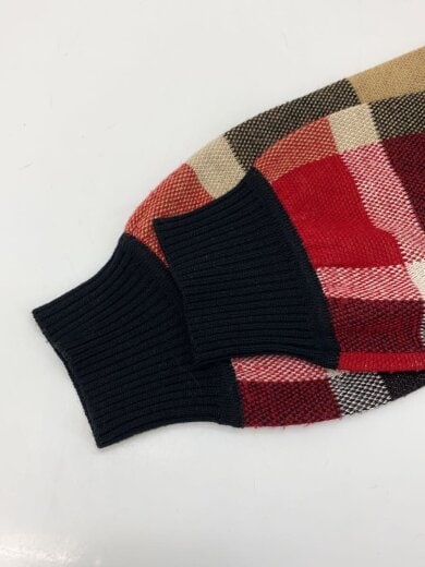 商品画像：クレストブリッジチェックニット/金ボタン/38/RED/チェック/アクリル/55N12-273-16// 7