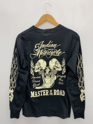 商品画像：長袖Tシャツ/スカル/ファイアパターン/色落ちプリント割れ有/コットン/BLK// 2