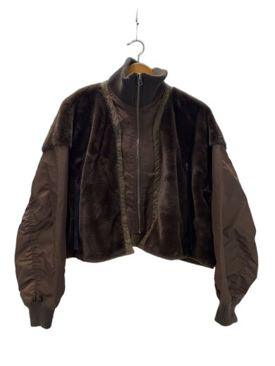 商品画像：25AW/ファー切替ショートスタンドジャケット/one/ポリエステル/BRW/TYZ1052307A0001 1