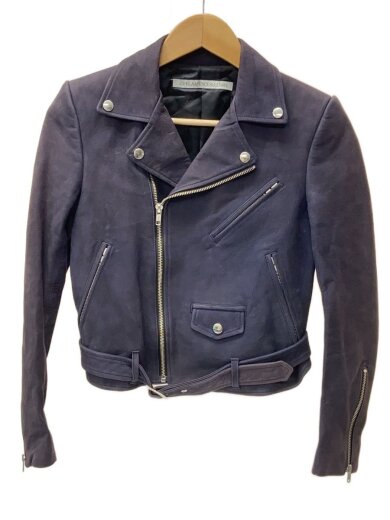 商品画像：ダブルライダースジャケット/--/レザー/NVY/無地 1