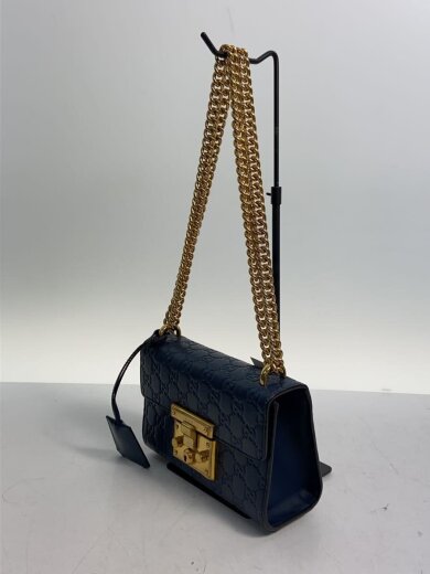 商品画像：スモール・チェーン・ショルダーバッグ_パドロック/レザー/NVY// 2