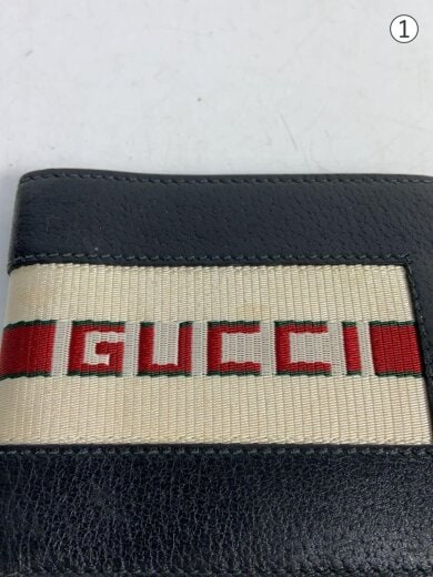 画像：GUCCI2つ折り財布_ウェブ_GGスプリーム/レザー/BLK/メンズ//7