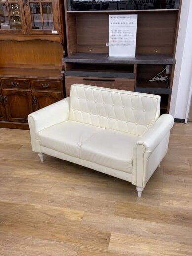 商品画像：2人掛けソファ/フェイクレザー/WHT 1