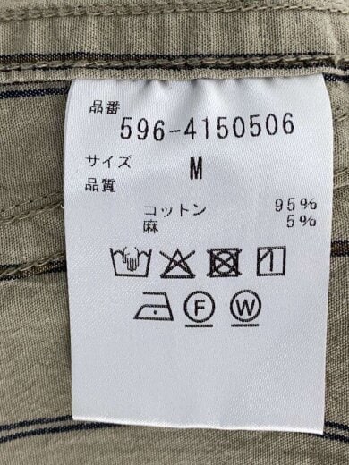 商品画像：長袖シャツ/M/コットン/BEG/ストライプ/596-4150506// 4