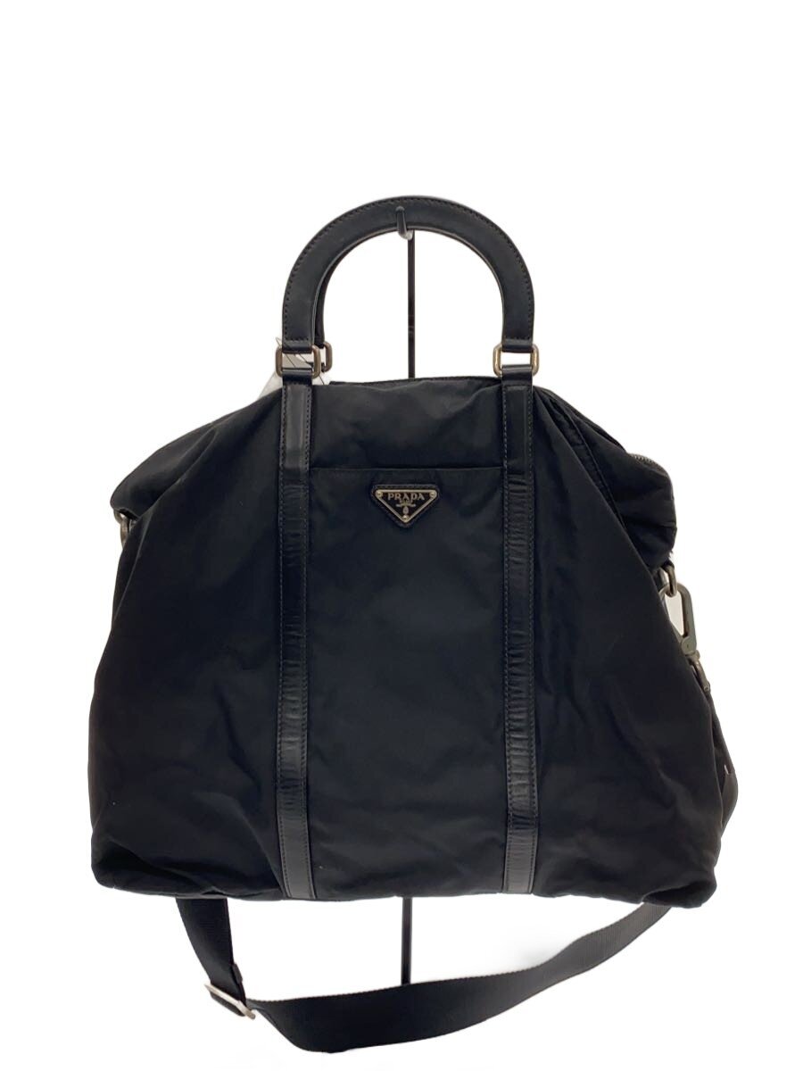 PRADA / ハンドバッグ/ナイロン/BLK/2WAY/サビ有//