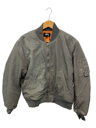 商品画像：フライトジャケット/S/ナイロン/GRY/無地/115618 1