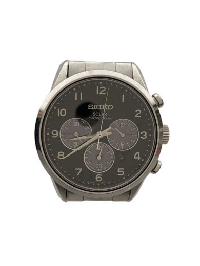 商品画像：ソーラー腕時計/アナログ/ステンレス/BLK/SLV/V175-0BJ0 1