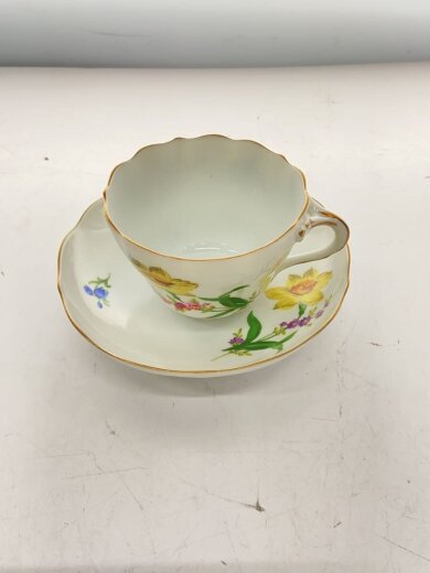 商品画像：ソーサーに欠け有/カップ&ソーサー/WHT/ベーシックフラワー/水仙　イエロー// 9