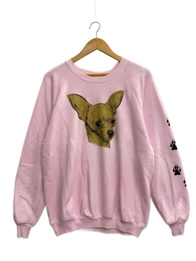 商品画像：80s-90s/Dogプリント/スウェット/XL/コットン/PNK/アニマル/背面シミ有// 1