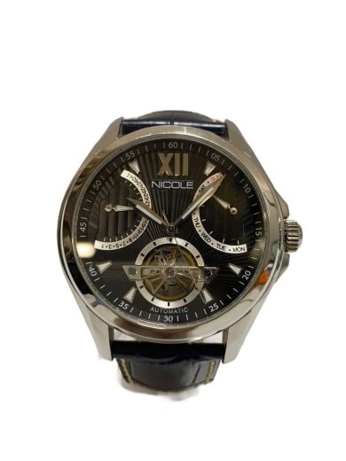 画像：NICOLE自動巻腕時計/アナログ/レザー/BLK/N90021