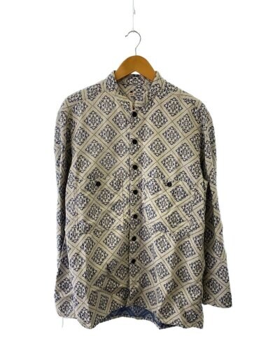 商品画像：CHEMISIER UNIEUX/長袖シャツ/3/コットン/IDG/ECRU + INDIGO 1