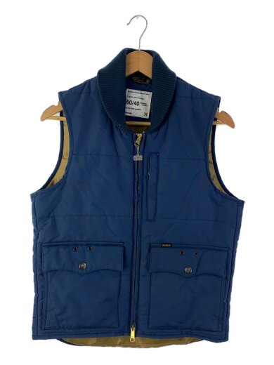 商品画像：ダウンベスト/S/ナイロン/BLU/無地/ol-044/リブベスト 1