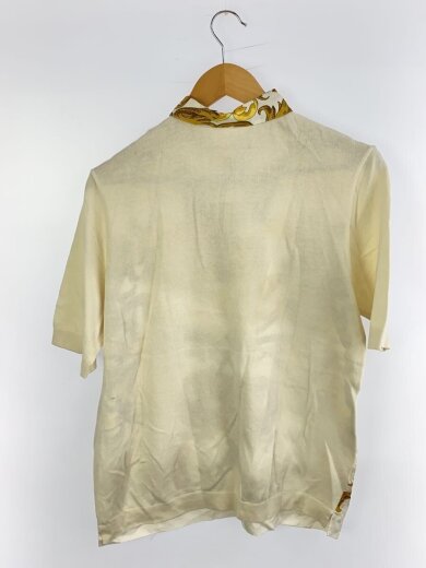 商品画像：ポロシャツ/M/シルク/WHT/総柄/スカーフ切替 2