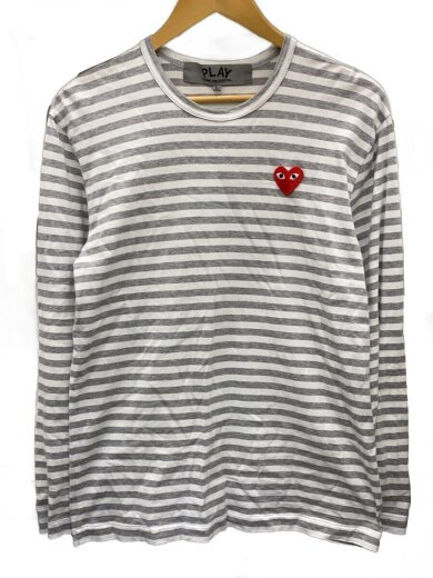 商品画像：長袖Tシャツ/L/コットン/WHT/ボーダー/YZ-T030 1