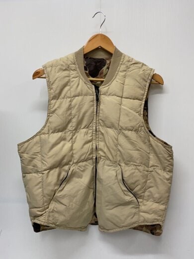 商品画像：70s/STEARNS/ダックハンターカモ/リバーシブル/グースダウンベスト/ナイロン/BEG/無地 1