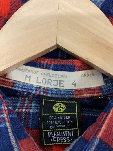 商品画像：80s/プリントネル/PERMANENT PRESS/長袖シャツ/M/コットン/RED/チェック 3