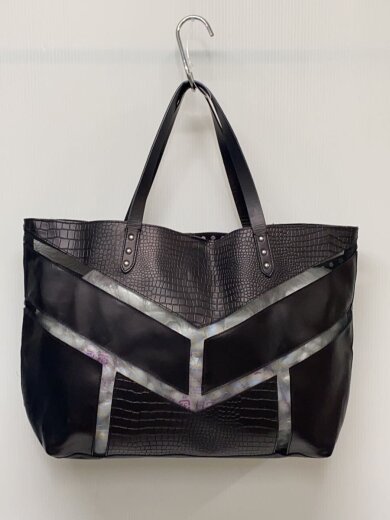 商品画像：トートバッグ/クロコ型押し/スタッズ/メッシュ/パスケース付き 3