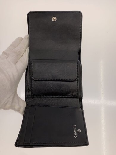 商品画像：3つ折り財布/レザー/BLK/無地/レディース/キャビアスキン/ココマーク// 4