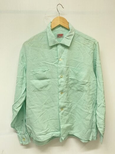 商品画像：60s/BUD BERMA/エメラルドグリーン/VINTAGE/長袖シャツ/GRN/無地 1