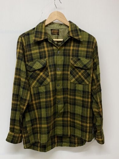 商品画像：60s-70s/ST MORITZ/ボードシャツ/ネルシャツ/M/ウール/GRN/チェック 1