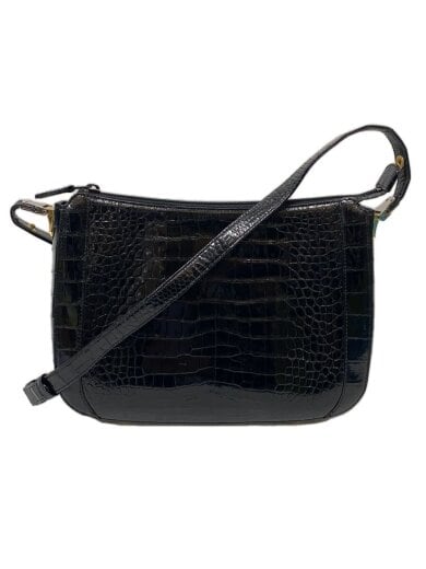 商品画像：JRA認定/クロコ/ショルダーバッグ/レザー/BLK 1