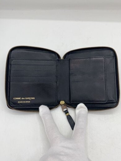 商品画像：2つ折り財布/レザー/BLK/無地/メンズ/ラウンドジップ 4
