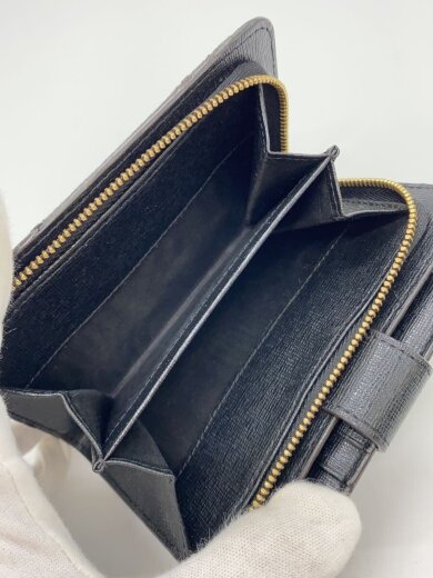 商品画像：2つ折り財布/レザー/BLK/無地/レディース 5