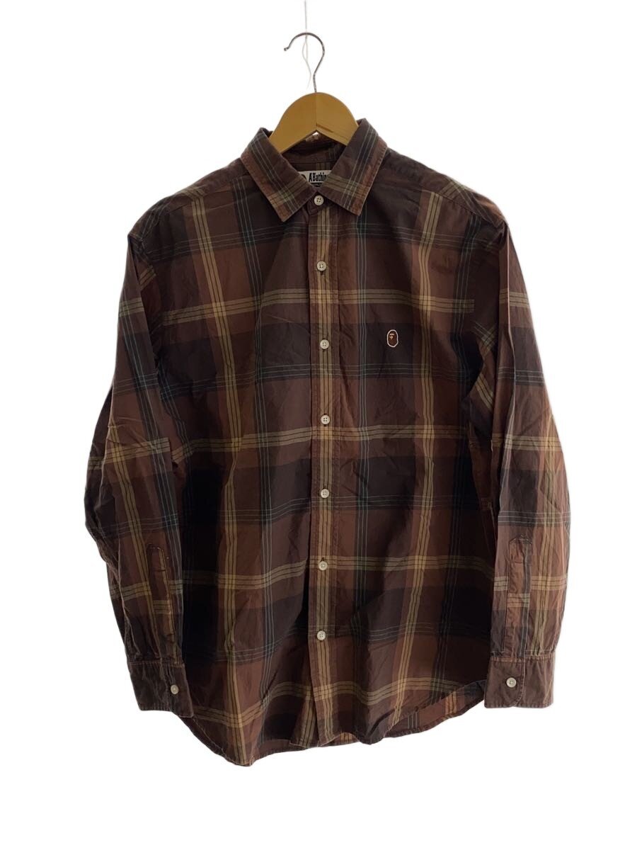 A BATHING APE / 長袖シャツ/S/コットン/BRW/チェック/001SHH302505X