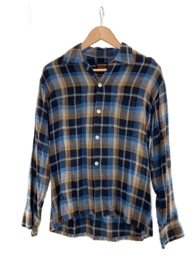 商品画像：KENTFIELD/60s/開襟/ボックスシャツ/長袖シャツ/M/レーヨン/BLU/チェック 1