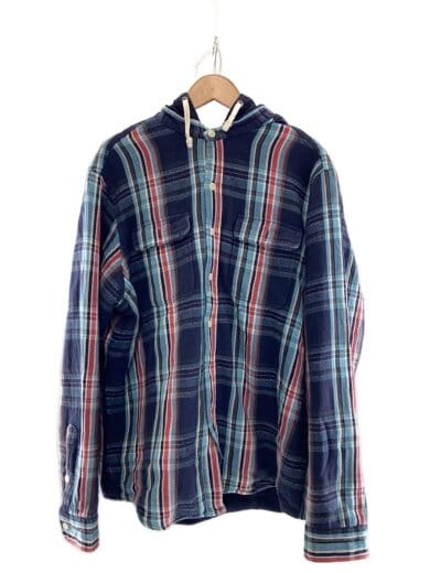 商品画像：90s/ヘビネル/シャツパーカー/ダブルフェイスパーカー/XL/コットン/BLU/チェック 1