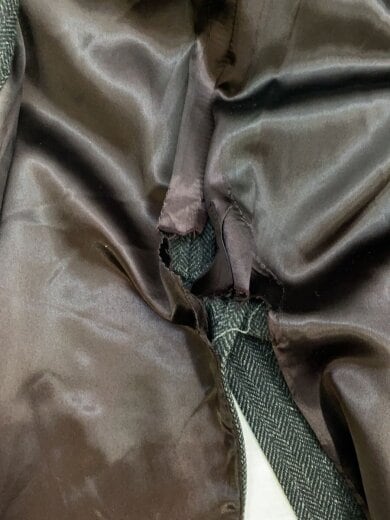 商品画像：80s/EATON/カナダ製/コート/36/ウール/BLK/ヘリンボーン/裏地破れ有 6