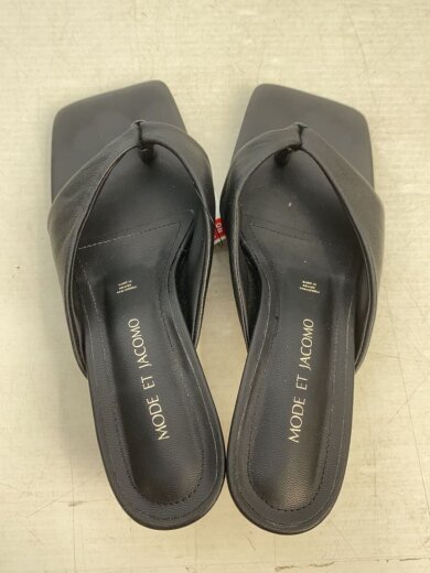 商品画像：スクエアトゥトングミュール/サンダル/23.5cm/BLK/レザー 3