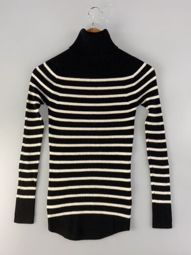 商品画像：ニット・セーター(薄手)/FREE/ウール/BLK/ボーダー/9910800030 2