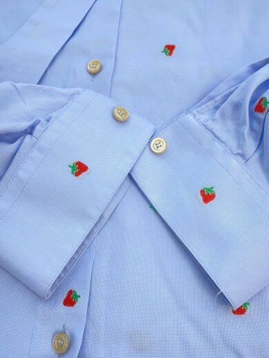 画像：GUCCI19ss/ストロベリーボウタイシャツブラウス/40/コットン/BLU/総柄5