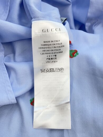 画像：GUCCI19ss/ストロベリーボウタイシャツブラウス/40/コットン/BLU/総柄6