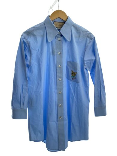 画像：GUCCI長袖シャツ/40/コットン/BLU/無地/襟周り汚れ有1