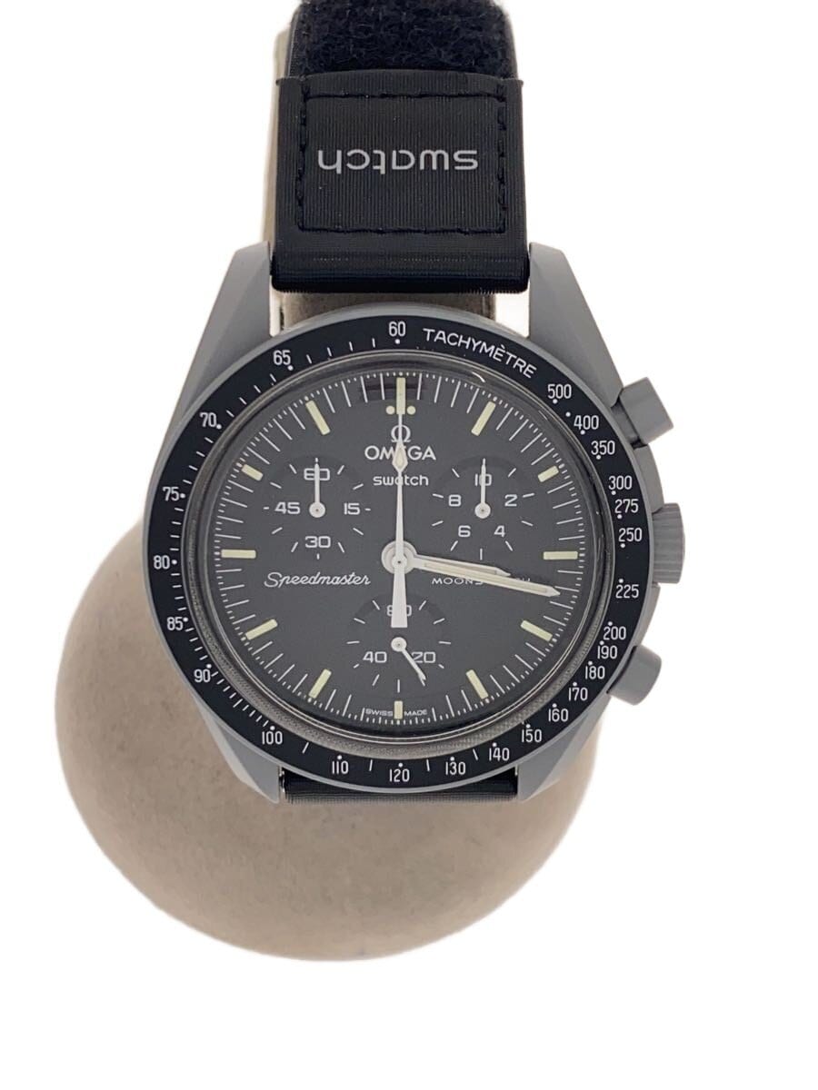 OMEGA × SWATCH / クォーツ腕時計/アナログ/キャンバス/BLK/BLK/プラスチック/S0330100