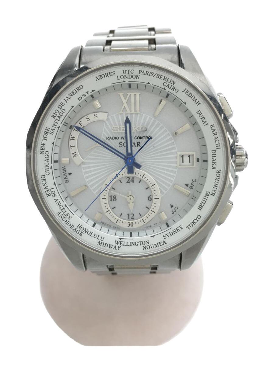 SEIKO TITANIUM DAY Date World Time Box Solar Mens Watch Authentic 