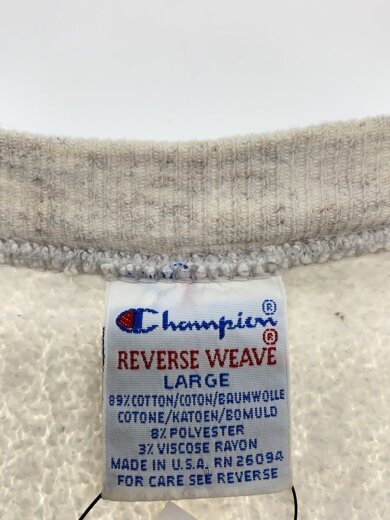 商品画像：スウェット/L/コットン/WHT/REVERSE WEAVE/90s/トリコタグ後期/全体的に汚れ有// 3