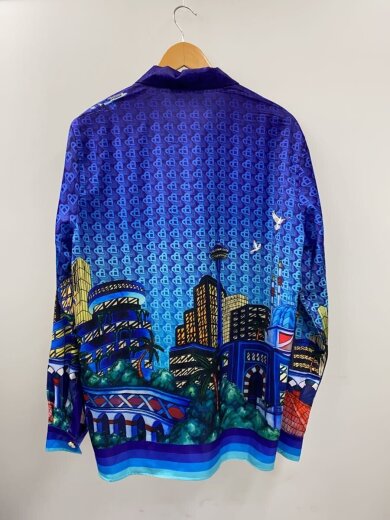 商品画像：長袖シャツ/M/シルク/BLU/総柄 2