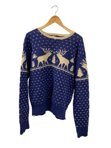 商品画像：ニット・セーター(厚手)/XL/ウール/NVY/総柄// 1