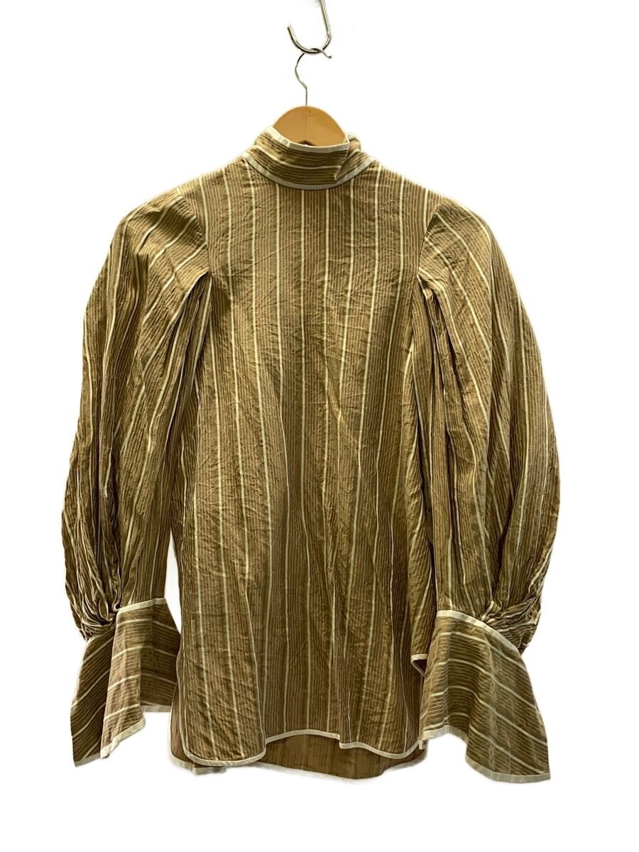 mame kurogouchi / Floral Stripe Silk Jacquard Shirt/1/シルク/BEG/MM21FW-SH014