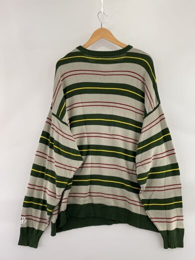商品画像：ニット・セーター(薄手)/XL/コットン/グリーン/ボーダー/FRK017// 2