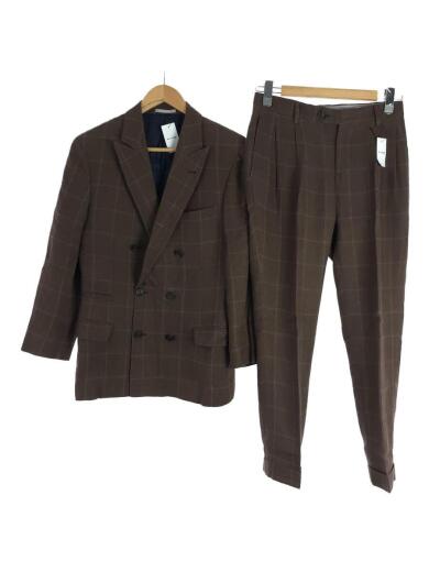 画像：BRUNELLO CUCINELLIスーツ/ダブルジャケット46/パンツ48/リネン/ブラウン/チェック/DW92221701
